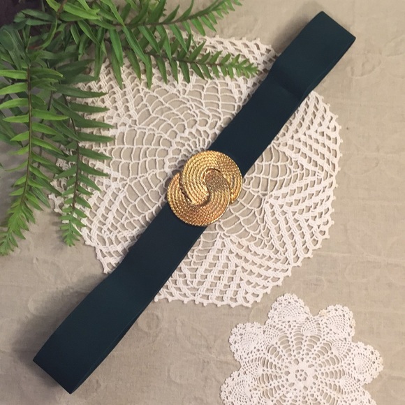 Vintage Nan Lewis Entwined Circles Buckle Stretch Belt - Picture 2 of 11
